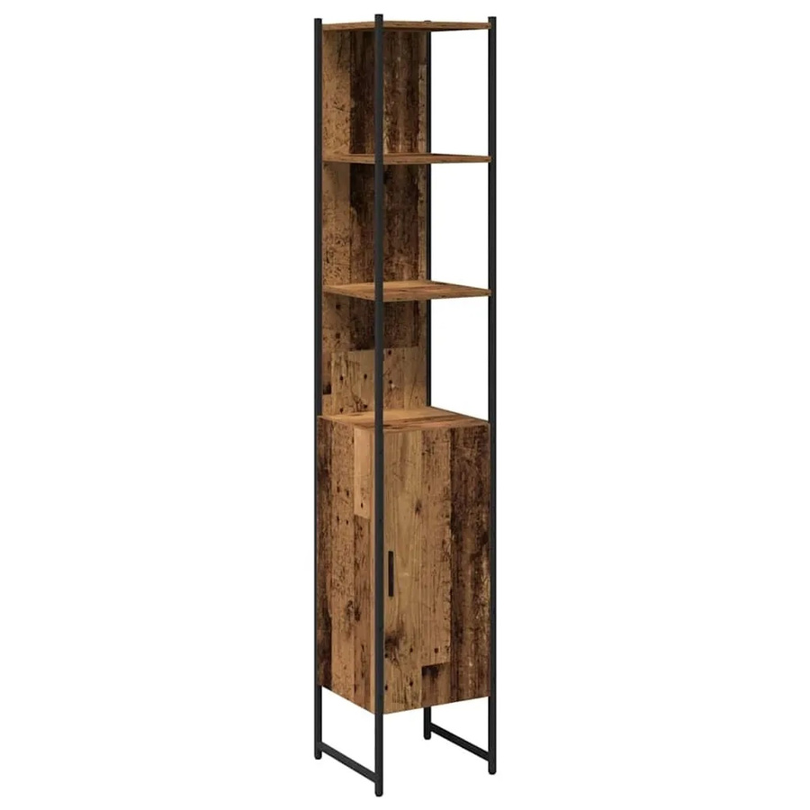vidaXL Badezimmerschrank Altholz Braun mit Regalfächern und Schranktüren B/T/H: 33 x 33 x 185,5 cm - Bild 2