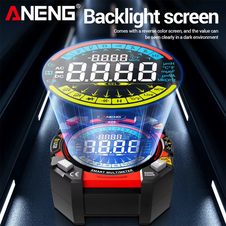 ANENG 626 Smart Multimeter Tragbares 6000 Zähl Multimeter mit 600 V AC Spannungstest und Wiederaufladbarem Akku - Bild 4