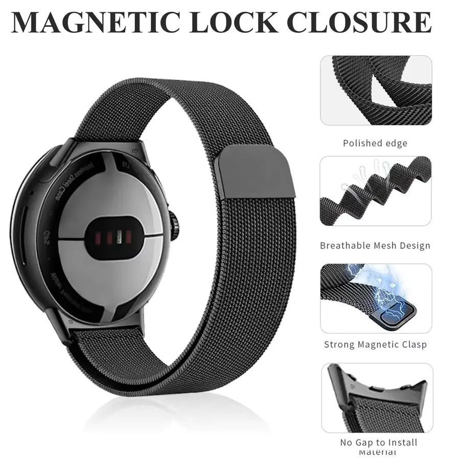 Milanaise-Armband Edelstahl, Schwarz, für Google Pixel Watch 3 41 mm - Bild 1