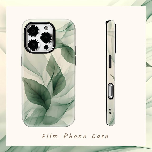 Transparente Handyhülle mit grünen Blättern für Apple iPhone 11 bis iPhone 17 Pro Max Plus mit Doppelschicht-Rückseite - Bild 1