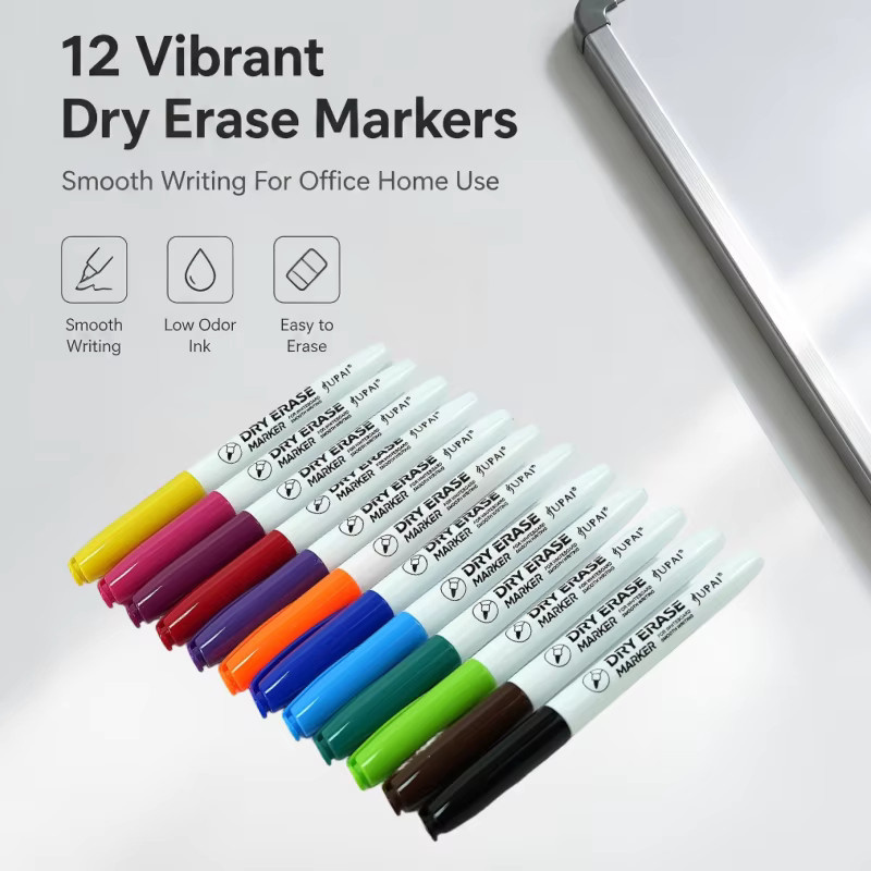 12 Whiteboard-Marker in Multicolour mit Bullet-Spitze, trocken abwischbare und schnell trocknende Tinte, ungiftig und geruchsarm - Bild 3