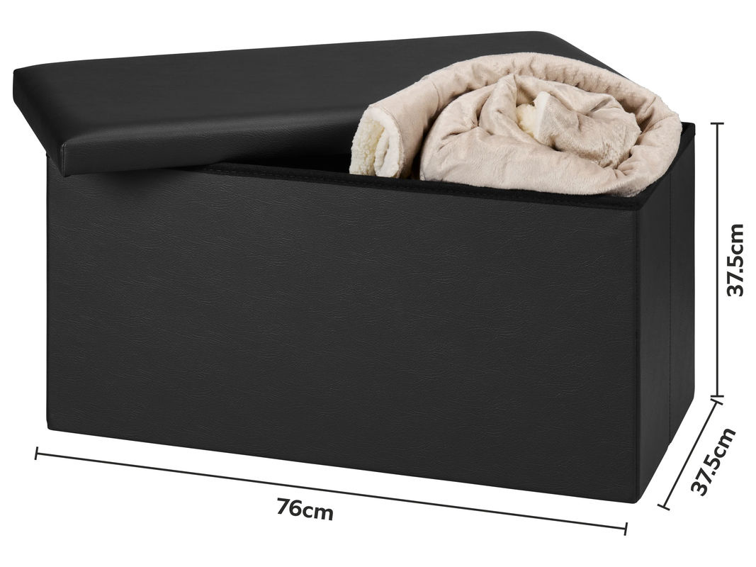 LIVARNO Sitztruhe klappbar in Schwarz mit abnehmbarem Bezug, B/T/H: 76,0 x 37,5 x 37,5 cm - Bild 3