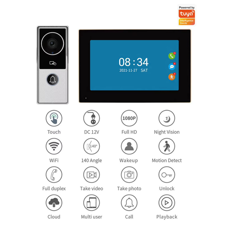 LUCKING DOOR WLAN Video-Türklingel mit 7 bis 10 Zoll Farb-Touchscreen und TUYA App Unterstützung inklusive RFID-Zugangskontrollsystem - Bild 5