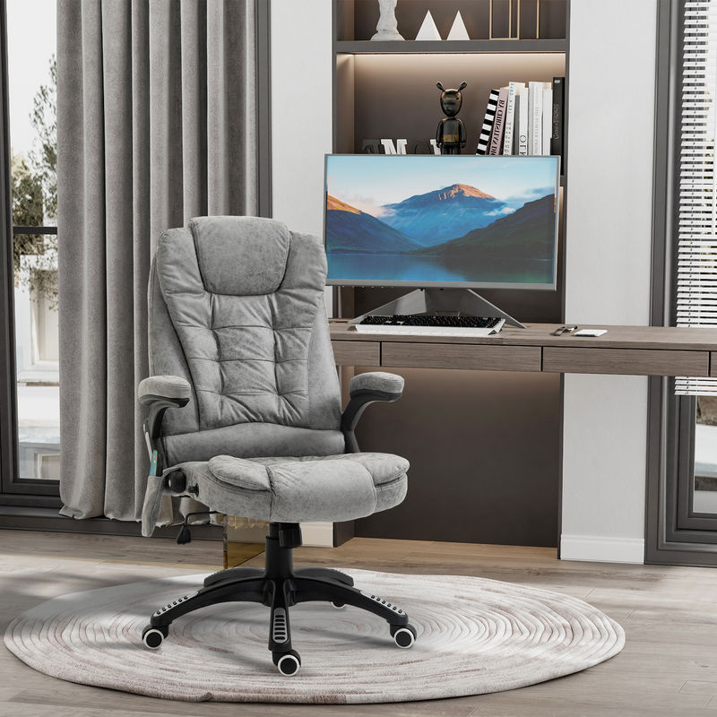 Vinsetto Bürostuhl mit Massage- und Wärmefunktion in Grau, ergonomisch und höhenverstellbar, B/T/H: 68 x 72 x 110-120 cm - Bild 2