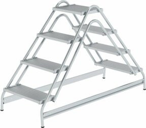 Günzburger Steigtechnik MUNK 50061 Aluminium Arbeitstreppe fahrbar Silber mit 4 Stufen und 3m Arbeitshöhe - Bild 2
