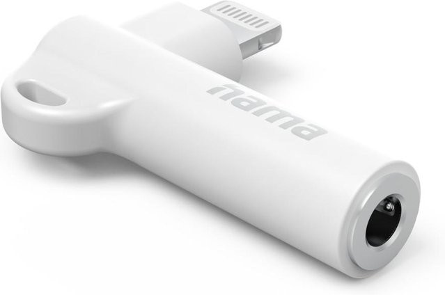 Hama Aux-Adapter Lightning auf 3,5 mm Klinke mit 90 Grad Winkelstecker in Weiß - Bild 1