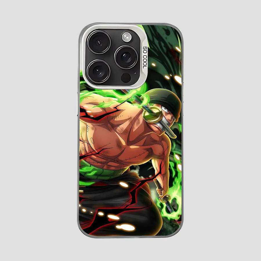One Piece Roronoa Zoro Stoßfeste Handyhülle für iPhone 11 bis 17 Pro Max in Silber und Multicolour - Bild 7