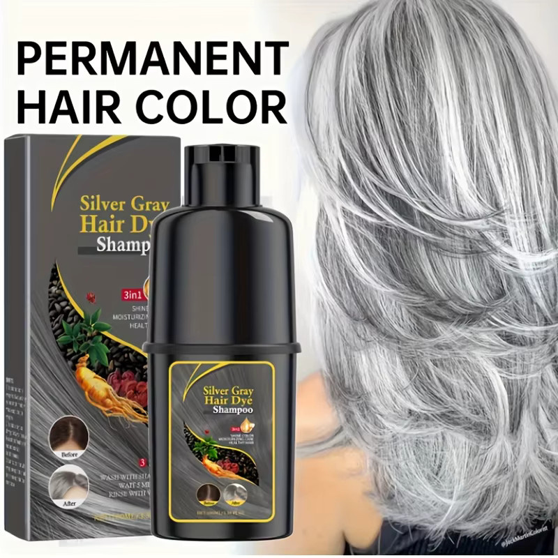 eelhoe Haarfärbe-Shampoo, Silbergrau, Lockiges Haar, Unisex - Bild 3