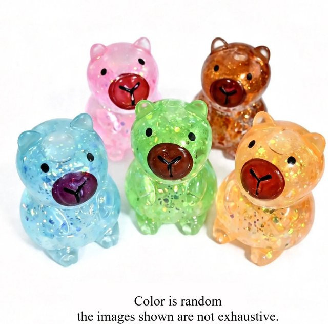 Transparente Glitzer-Capybara-Quetschspielzeug, Weiches TPU, Stressabbau - Bild 1