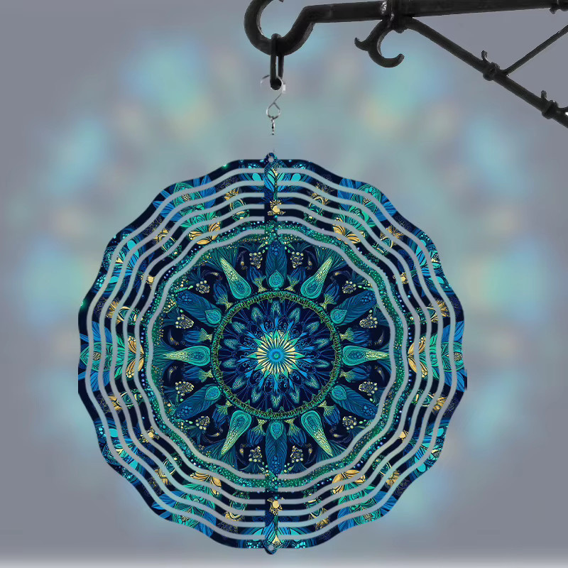 CIFBUY Hängender Windspinner Outdoor-Windskulptur aus Metall, 360 Grad drehbar, Mehrfarbig, Durchmesser: 25,4 cm - Bild 2