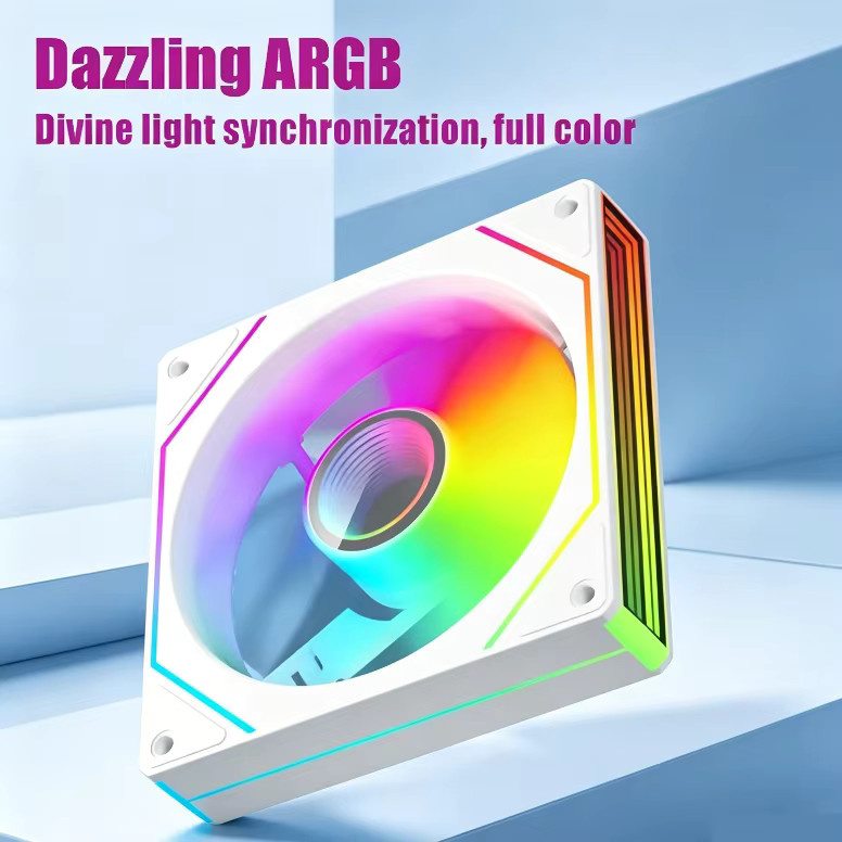 OUYUANSU Prism 7PRO H-Line Gehäusekühlventilator mit Divine Light Synchron 5V ARGB und Ultraschall-Stummschaltung in Weiß - Bild 5