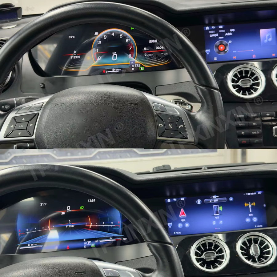 Aotsr Android 14 Infotainment-System für Mercedes Benz W204 C-Klasse 2011-2014 mit 12,3-Zoll-Instrumentenanzeige, 8,8-Zoll-Einzelbildschirm, Wireless CarPlay und 360-Grad-Ansicht-Modul in Schwarz - Bild 4