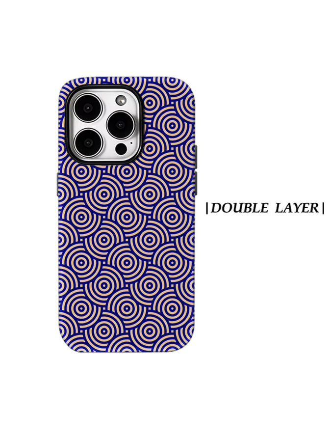 Potdemiel Magnetische Handyhülle Indigo mit konzentrischen Kreisen für iPhone 17 16 15 14 13 Pro Max Plus, Robuste Einzel- und Doppelschichtige Schutzhülle, Blau - Bild 7