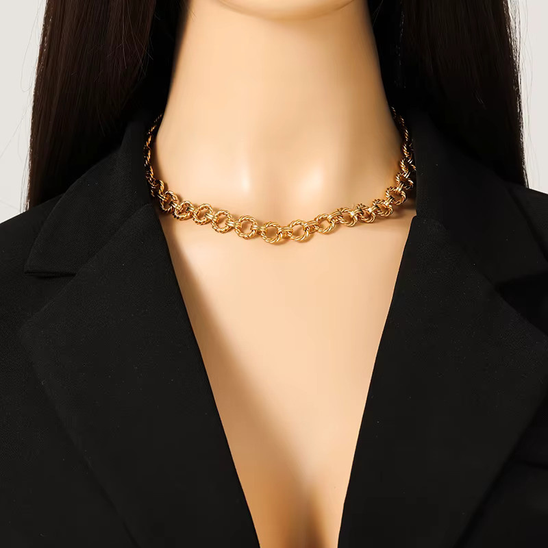 EILIECK Halskette und Armband Set, Edelstahl, Gold, Damen, Punk - Bild 3