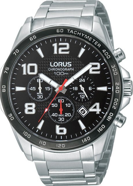Lorus Chronograph, Quarz, Edelstahl, Schwarz, 45 mm, Herren - Bild 1