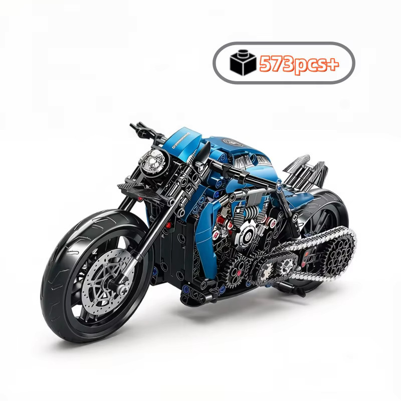 HUATEC Blauer Racer, Motorrad-Bausteinset, 1:8, 573 Teile - Bild 2