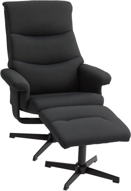 HOMCOM Relaxsessel mit Hocker in Schwarz, gepolsterter Fernsehsessel mit Liege-, Wipp- und Drehfunkion in Samtoptik für dein Wohnzimmer - Bild 1