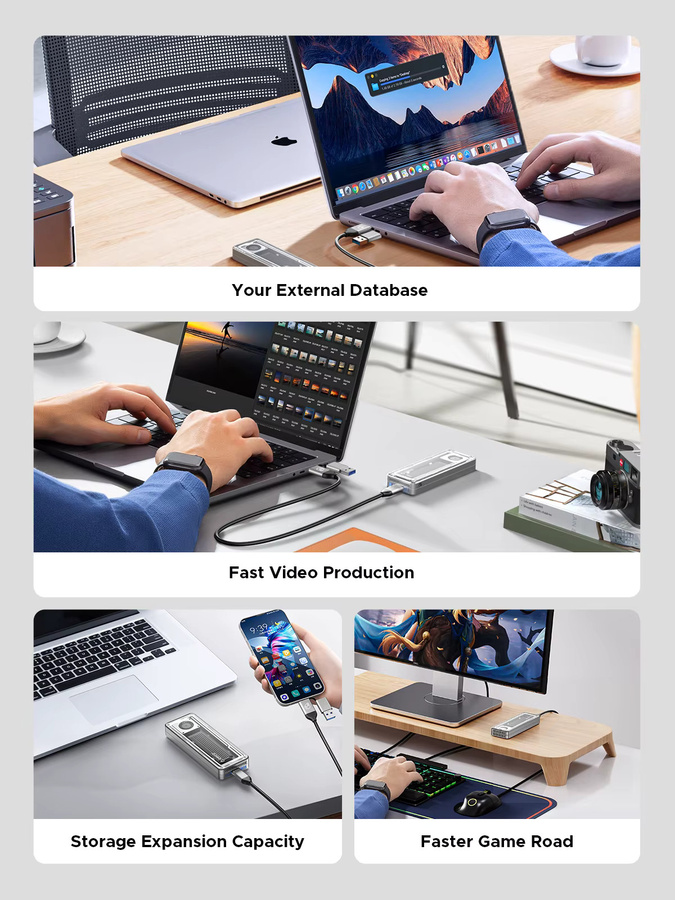 ORICO USB4 M.2 SSD-Gehäuse mit Lüfter, 40 Gbit/s, PCIe 4.0 NVMe, Aluminium, Silber, kompatibel mit Thunderbolt 3/4 und Mac, unterstützt bis zu 8 TB - Bild 4