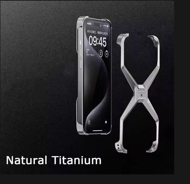 Rui Di Randlose Metall Handyhülle aus Aluminium für iPhone 16 15 14 13 Pro Max in Silber Transparent mit Wärmeableitung und abnehmbarer Rüstungsabdeckung - Bild 1