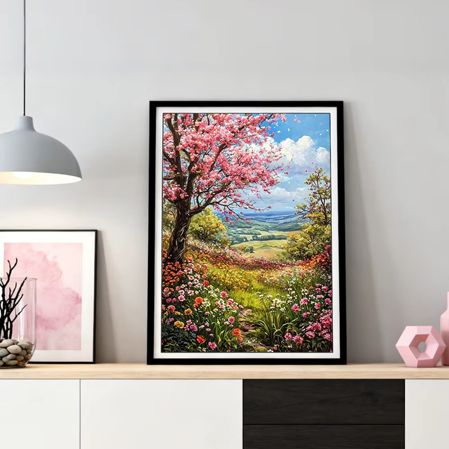 HUACAN Diamantmalerei Komplettset Kirschblüten-Landschaft 5D Mosaik in Multicolour, B/H: 30,0 x 20,0 cm - Bild 2