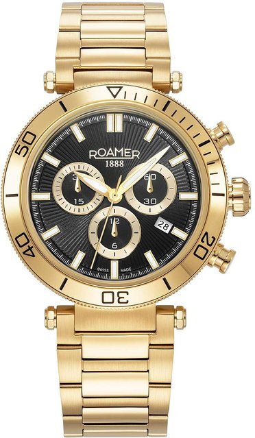Roamer Chronograph, Edelstahl, Quarz, 43 mm, Herren, Schwarz - Bild 1