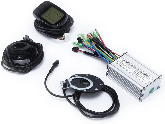 PULUZ 2 Elektromotor Bürstenlos 250W Kit mit 36V48V Controller, LCD Display-Panel, Sensor und Gashebel in Schwarz - Bild 1