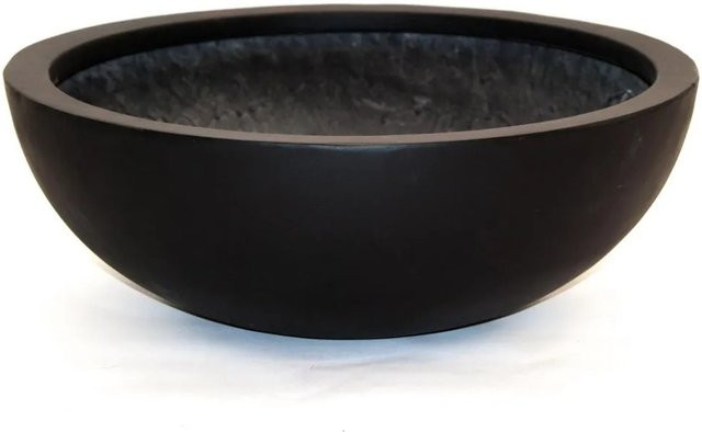 Pflanzkübel Fiberglas Schale rund von Elegant Einrichten in Schwarz Matt, Durchmesser: 46 cm, Höhe: 16 cm - Bild 1