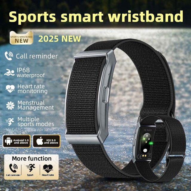 LIGE Smartwatch, Schwarz, Textil/NATO, Herren, Herzfrequenz, IP68 Wasserdicht - Bild 1