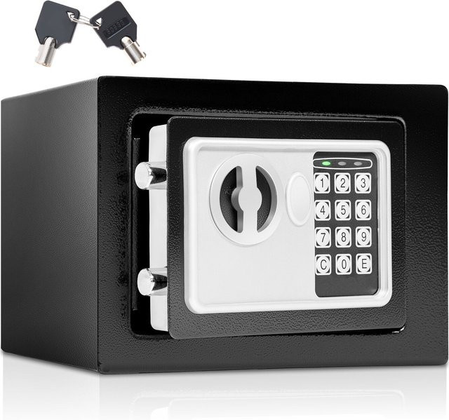tectake Elektronischer Safe mit Doppelbolzen-Verschlusssystem und LED-Anzeige in Schwarz, B/T/H: 23 x 17 x 17 cm - Bild 1