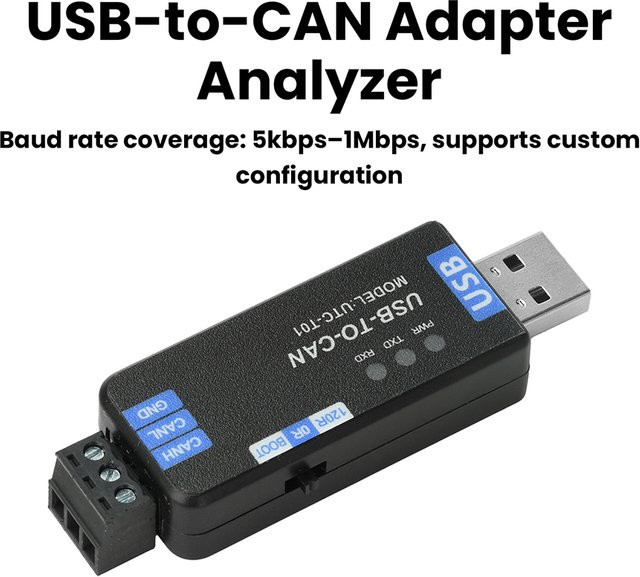 Gaqqee USB-zu-CAN-Adapter-Analysator Signalkonverter mit PCAN-Firmware in Schwarz für CAN-Netzwerktests - Bild 1