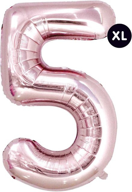 Rico Design Folienballon Zahl 5 in Rosa, Höhe: 86 cm - Bild 1