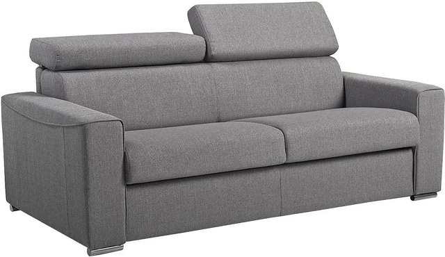 Vente-unique Schlafsofa Vizir Grau mit verstellbarer Kopfstütze und Stoffbezug, Breite: 196 cm - Bild 1