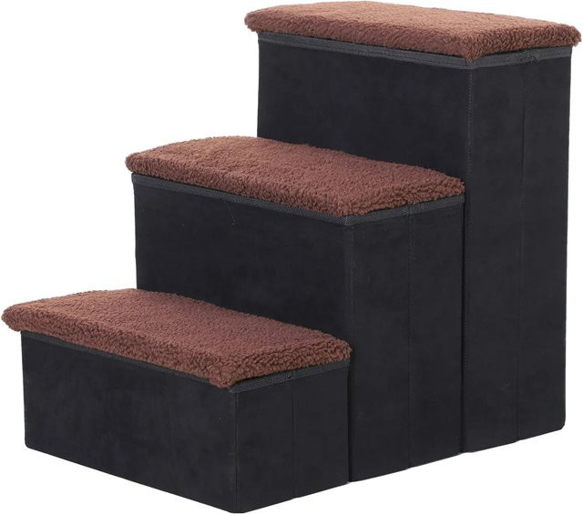 PawHut Haustiertreppe aus MDF mit 3 Stufen und Stauraum, Schwarz, B/H/L: 54 x 48 x 40 cm - Bild 1