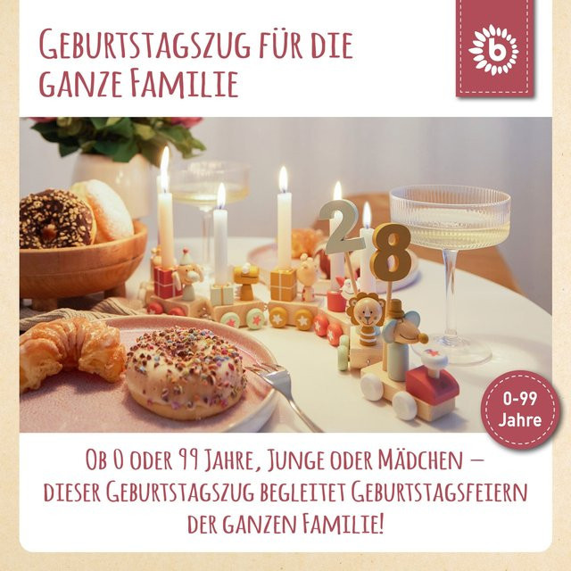 Bieco Geburtstagszug aus Holz im Scandi-Chic in Berry für 0-99 Jahre - Bild 1