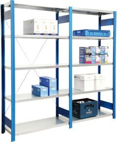 Regalwerk Lagerregal BERT-Lagerregal Grundfeld LR 5010 Stecksystem aus Stahl, Blau, H x B x T: 2500 x 1285 x 300 mm - Bild 1