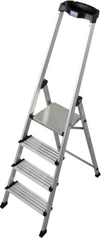 Krause Stufen-Stehleiter MONTO Safety PlusLine aus Aluminium, 4 Sprossen, silberfarben - Bild 1
