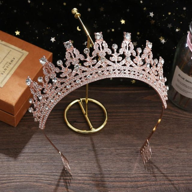 Wucifang Jewelry Braut Krone Kopfschmuck, Strass, rose gold, Damen - Bild 1
