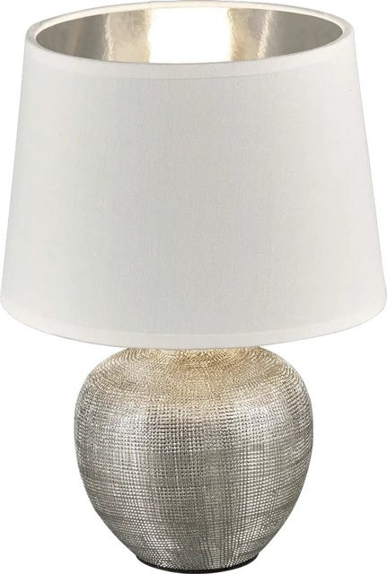 Trio Tischleuchte Luxor Reality in Weiß-Silber mit Keramik und Stoff, Höhe: 26 cm - Bild 1