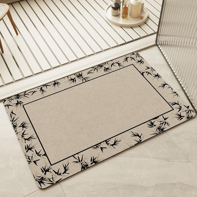 Saugfähige Badezimmermatte aus Diatomeenerde in Beige, rutschfest und weich, B/B: 40 x 60 cm - Bild 1