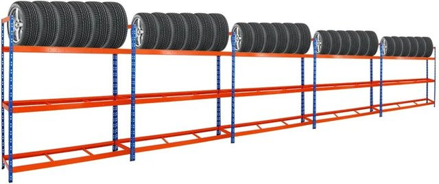 PROREGAL Reifenregal Tiger XL 5er Set, Blau-Orange, H x B x T: 200 x 180 x 45 cm - Bild 1