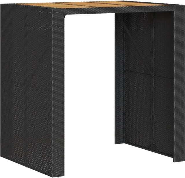 vidaXL Garten-Bartisch aus Polyrattan und Akazienholz in Schwarz, B/T/H: 105 x 80 x 110 cm - Bild 1