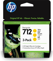 HP 712 Original Tintenpatrone Gelb 3er-Pack für DesignJet T210, T230, T650, 3 x 29 ml - Bild 1