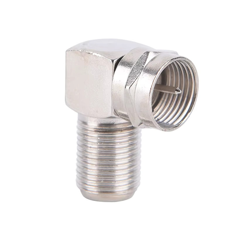 2er-Set F-Typ Koaxialkabel Adapter Set aus männlich zu weiblich mit 90 Grad rechtwinkligem Anschluss in Silber - Bild 2