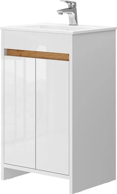Vicco Badmöbel-Set Lemgo 2-teilig in Weiß Hochglanz mit Waschbecken und Waschtischunterschrank - Bild 2