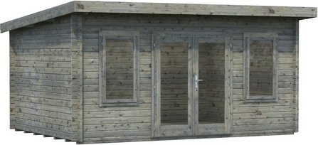 Palmako Lisa Holz-Gartenhaus in Grau mit Pultdach und Boden aus Fichtenholz in Blockbohlenbauweise, B/H/T: 450 x 239 x 330 cm - Bild 2