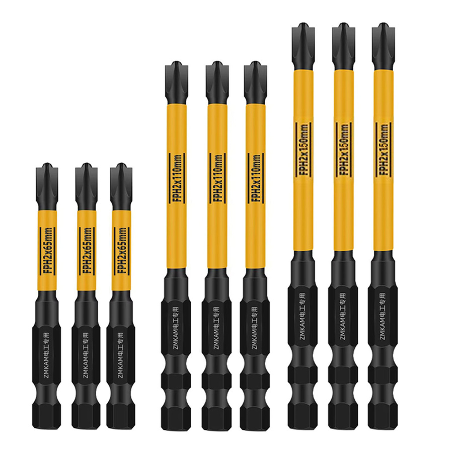 Magnetisches Elektriker-Schraubendreher-Bits-Set von DAZZLEEX aus legiertem Stahl in Gelb, FPH2, Längen: 65 mm, 110 mm und 150 mm - Bild 2
