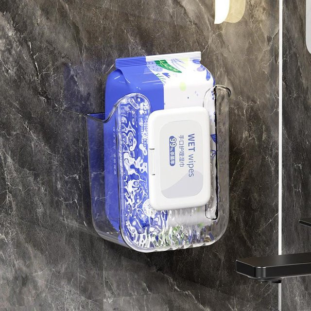 Tooarts Wandmontierte Feuchttücherbox aus Kunststoff in Transparent für Badezimmer und Küche - Bild 1