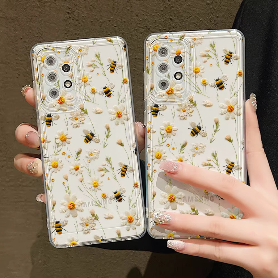 Transparente Silikon Handyhülle mit Bienenblumen-Design für Samsung Galaxy S25 Ultra S24 Ultra S25 S24 S23 FE S22 S21 Plus S20 FE - Bild 5
