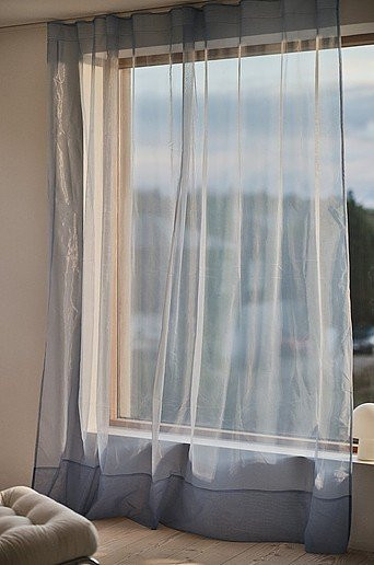 Jotex Maschenvorhang extra breit, transparent blau, Polyester, Höhe: 278 cm - Bild 1