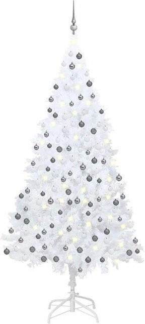vidaXL Künstlicher Weihnachtsbaum in Weiß mit Beleuchtung und Kugeln, Höhe: 240 cm - Bild 1